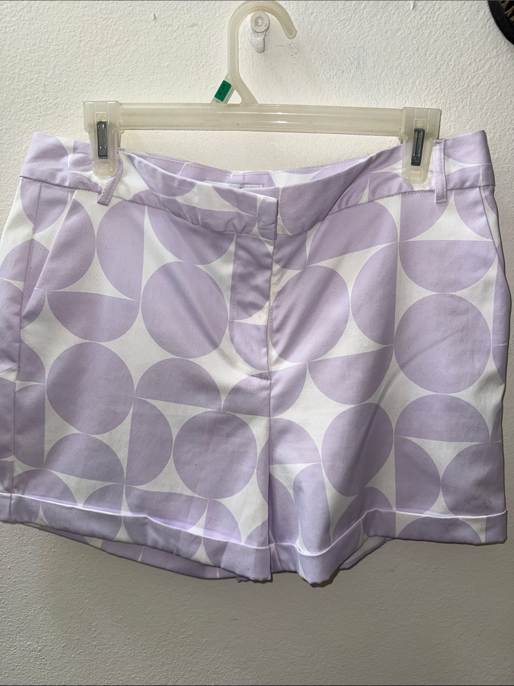 Lavender Geometric Print High Waisted Women’s Shorts